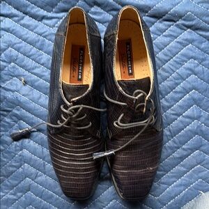 Florsheim Men's Dark Brown Crocodile Pattern Oxfords